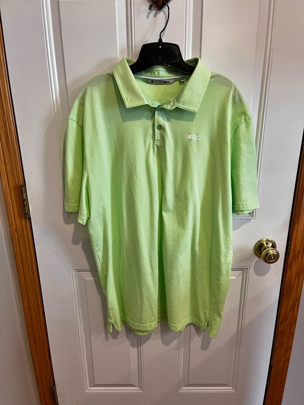 Black Clover Lime Green Polo Mens Sz XXL   BC Logo Performance Golf Live Lucky